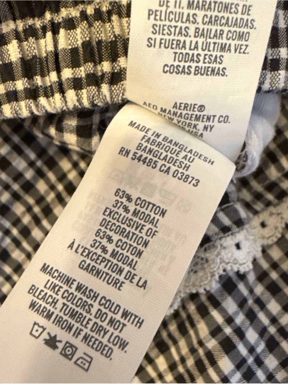 Aerie Black/White Check Boxer Briefs Sleep shorts XL Seersucker - Picture 4 of 7